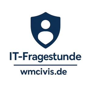 Logo / Link zu IT-Fragestunde unter https://frage.wmcivis.de